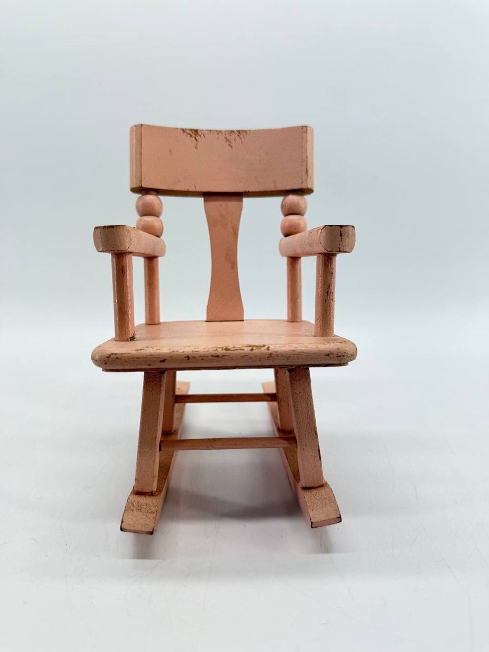 Pink Wooden Doll Rocking Chair Miniature Nursery Furniture Pre-Owned
